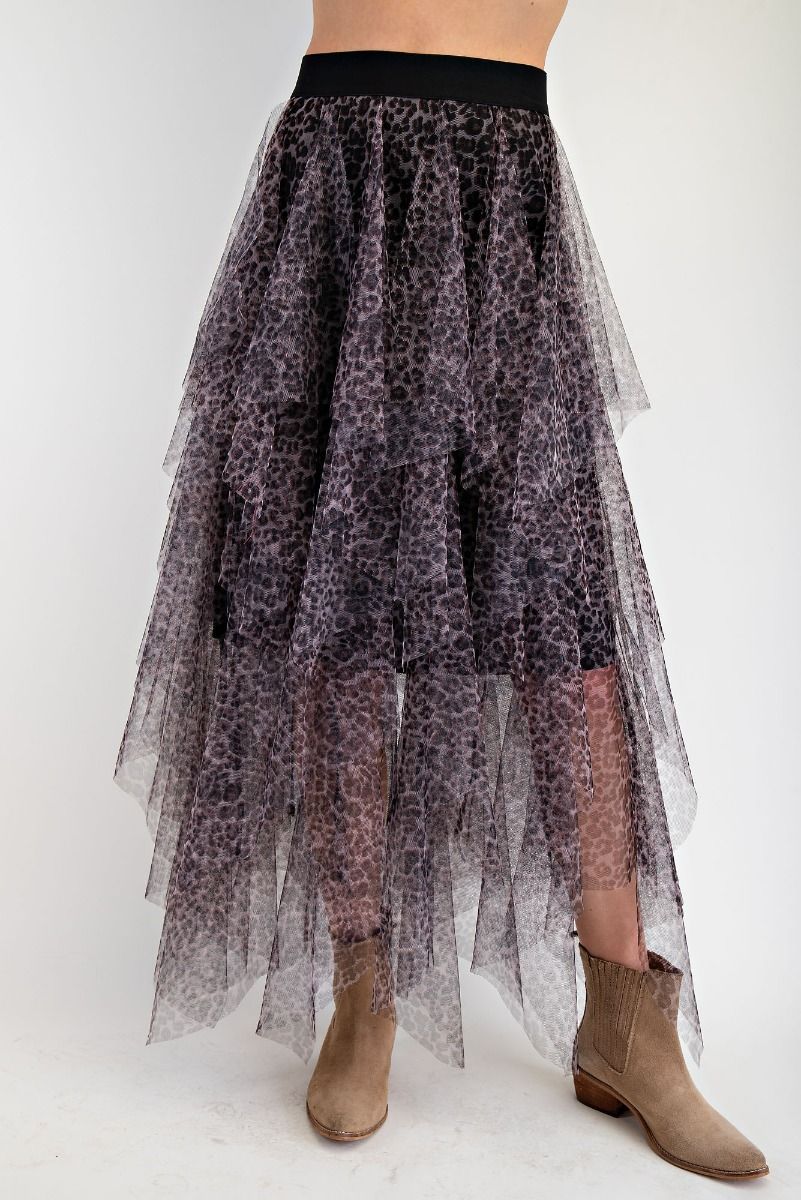 Leopard Mesh Skirt