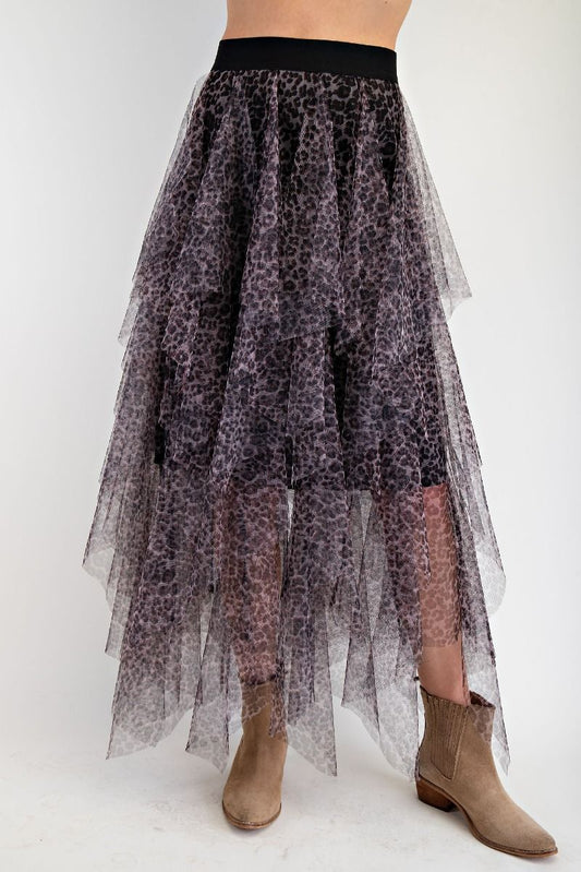 Leopard Mesh Skirt