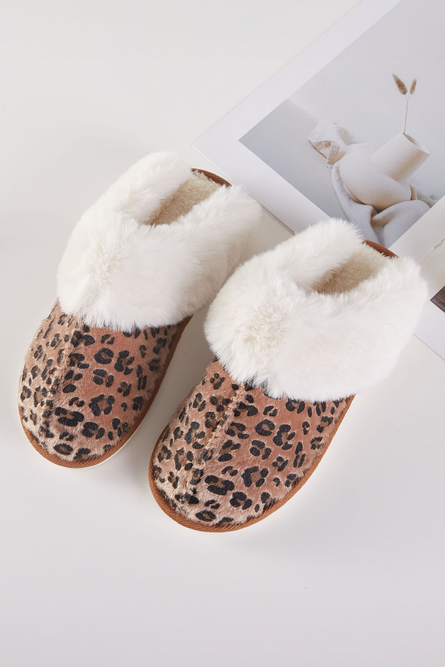 Plush Leopard Slippers