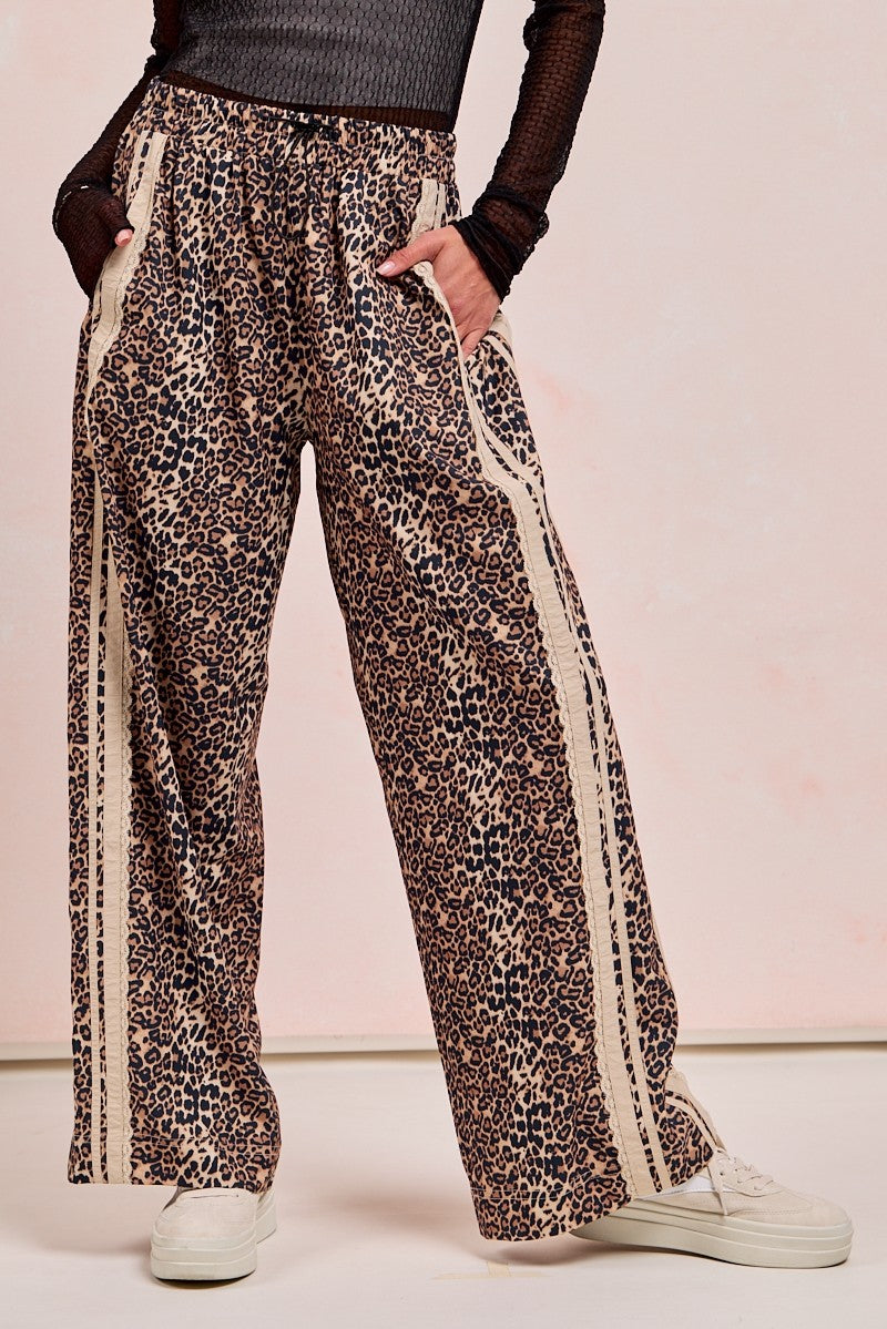 Leopard Track Pants w/Lace