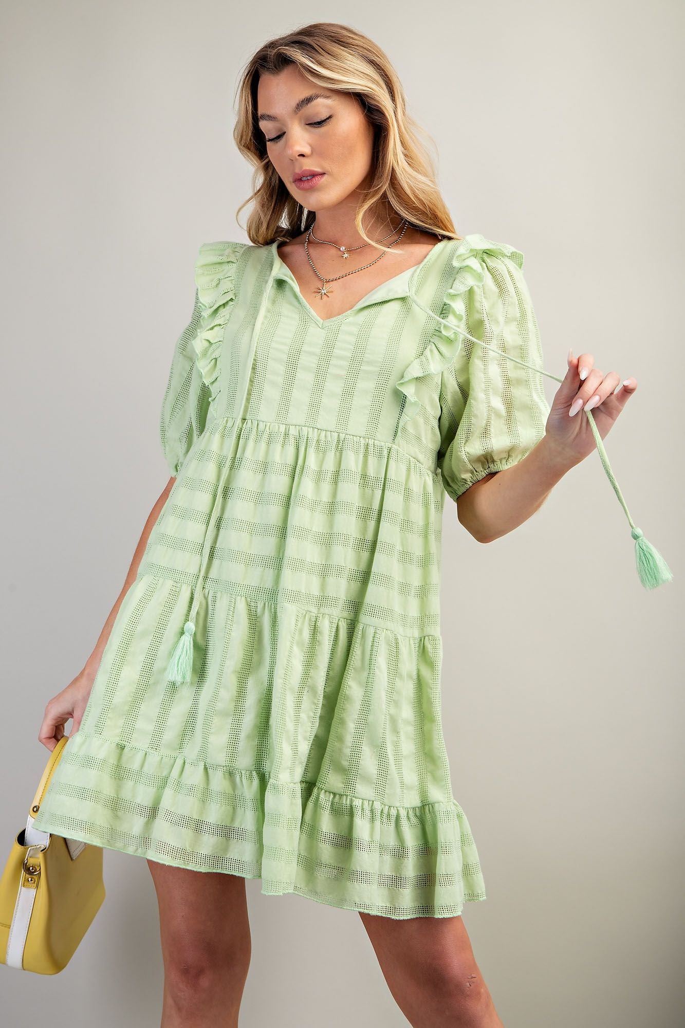 Light Lime Tiered Dress