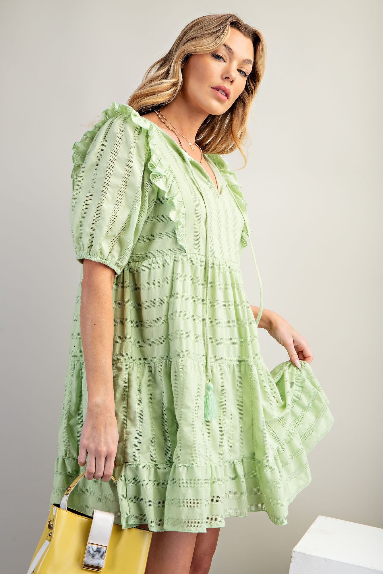 Light Lime Tiered Dress