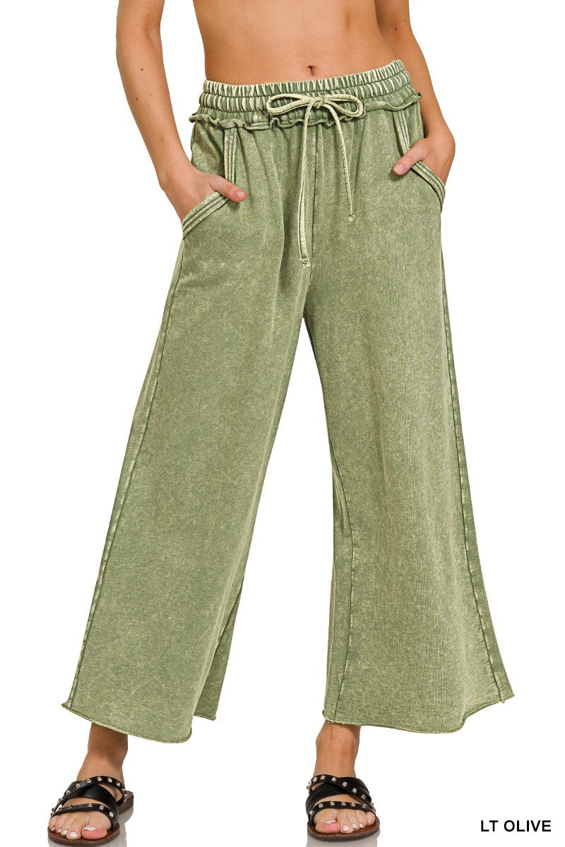 Acid Wash Palazzo Pants