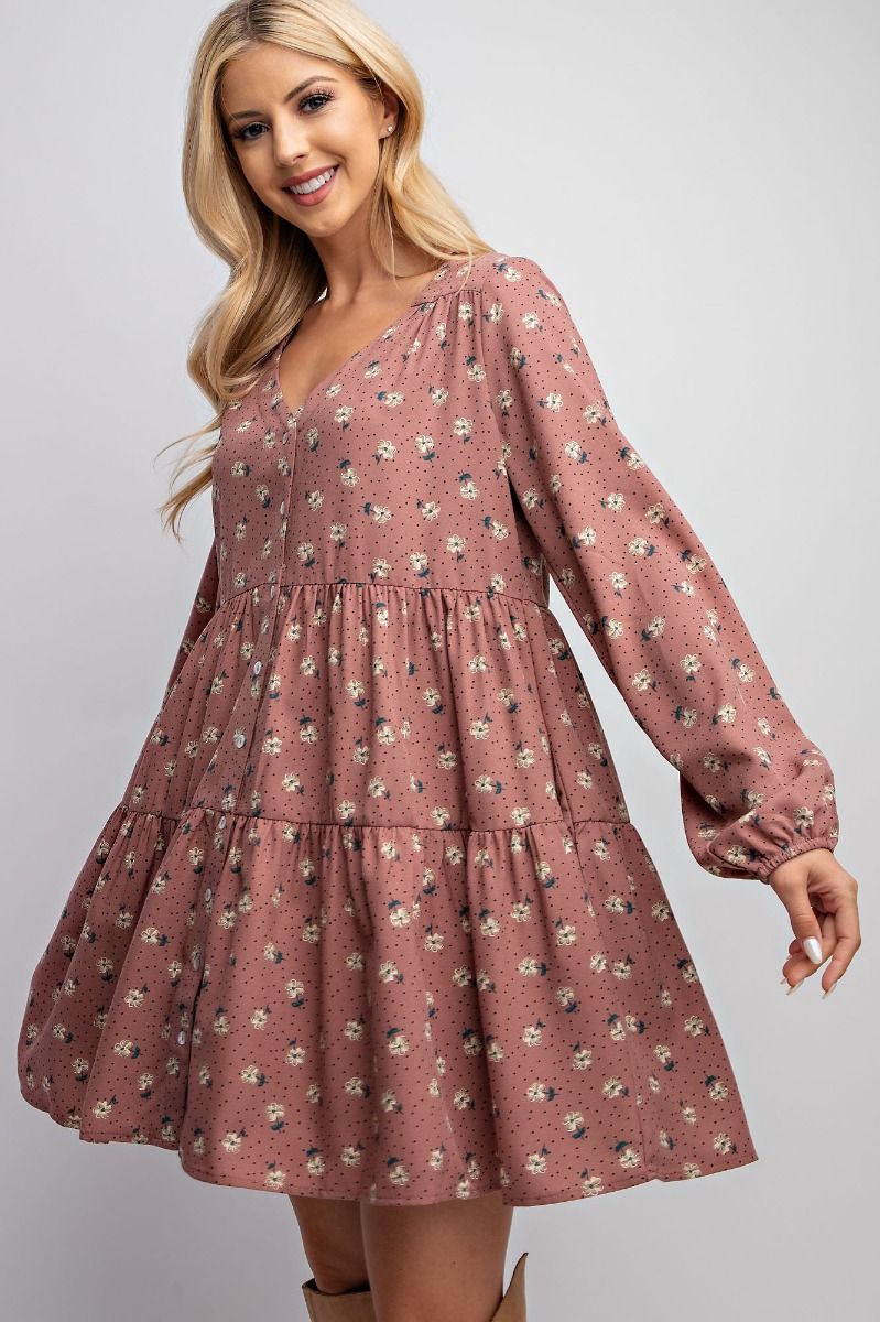 Floral Tiered Dress Mauve