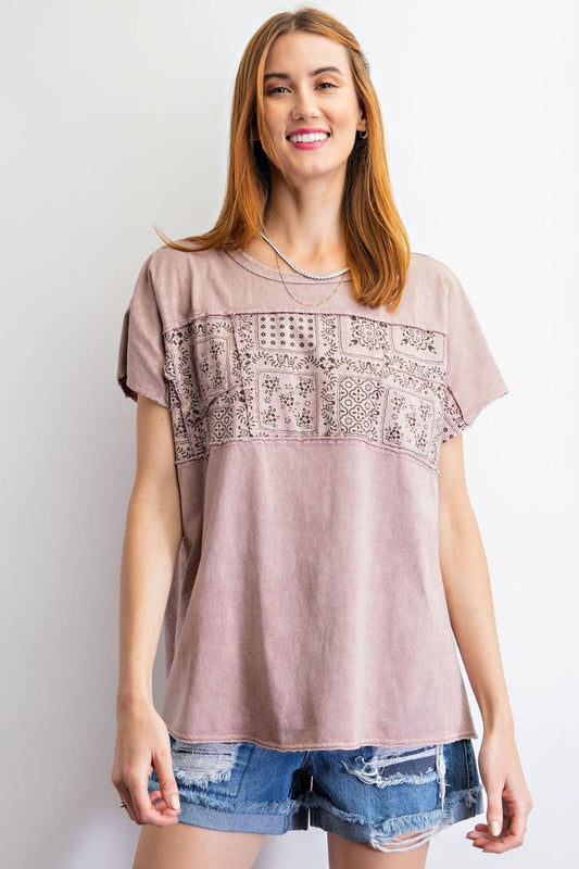 Mauve Bandana Print Tee