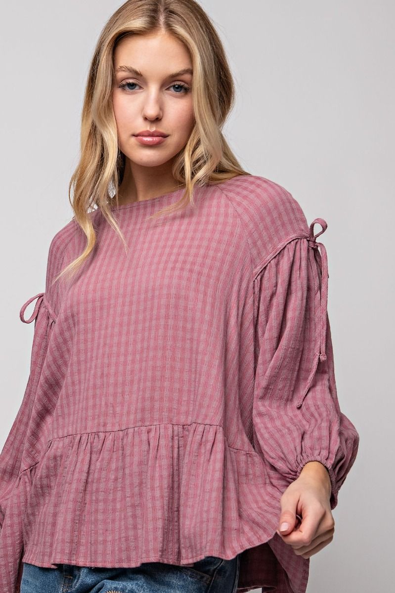 Mauve on Mauve Gingham Top