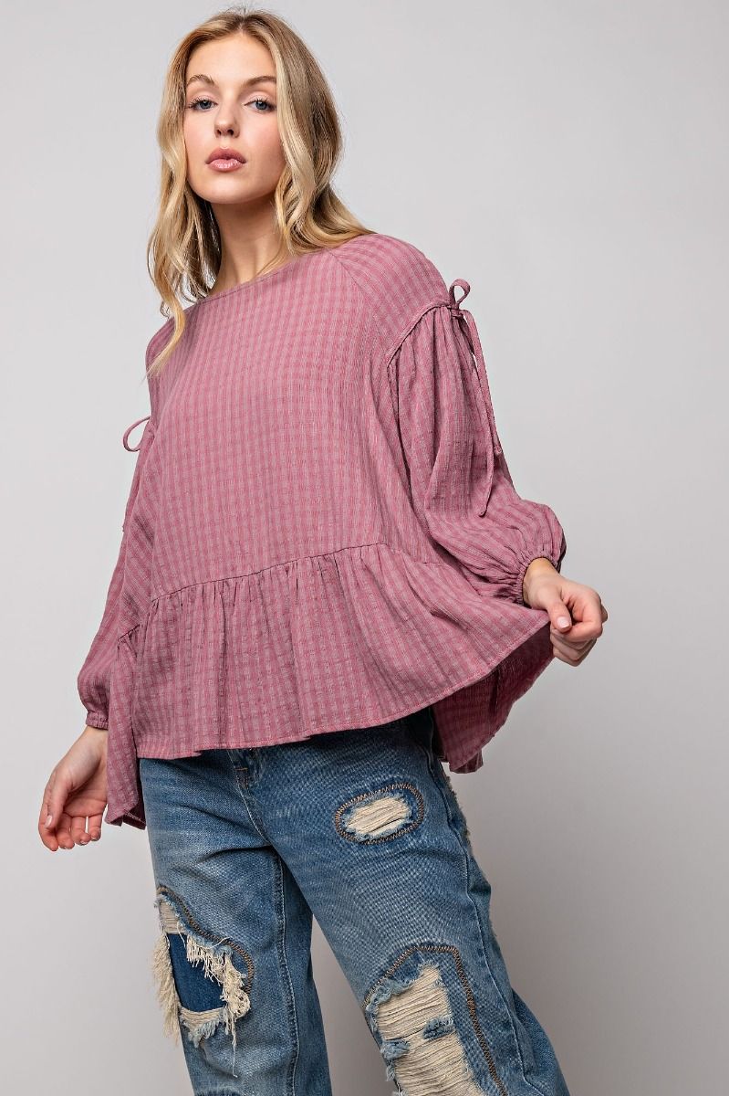 Mauve on Mauve Gingham Top