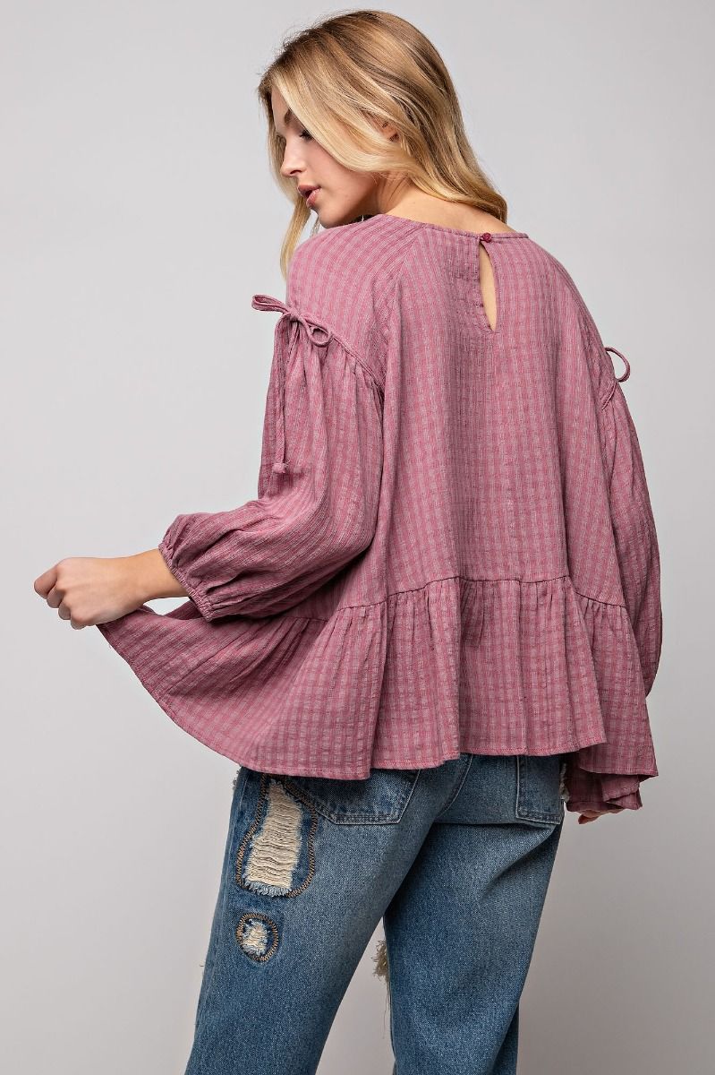 Mauve on Mauve Gingham Top