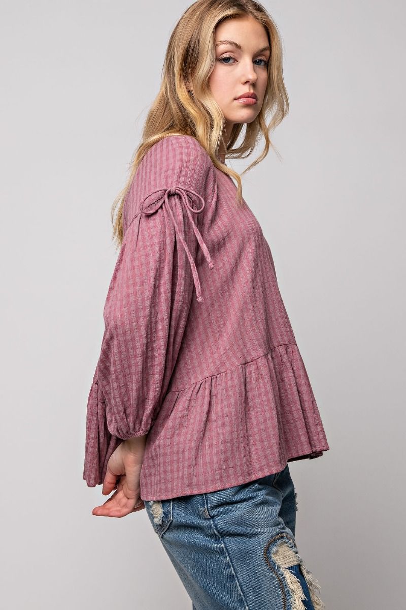 Mauve on Mauve Gingham Top