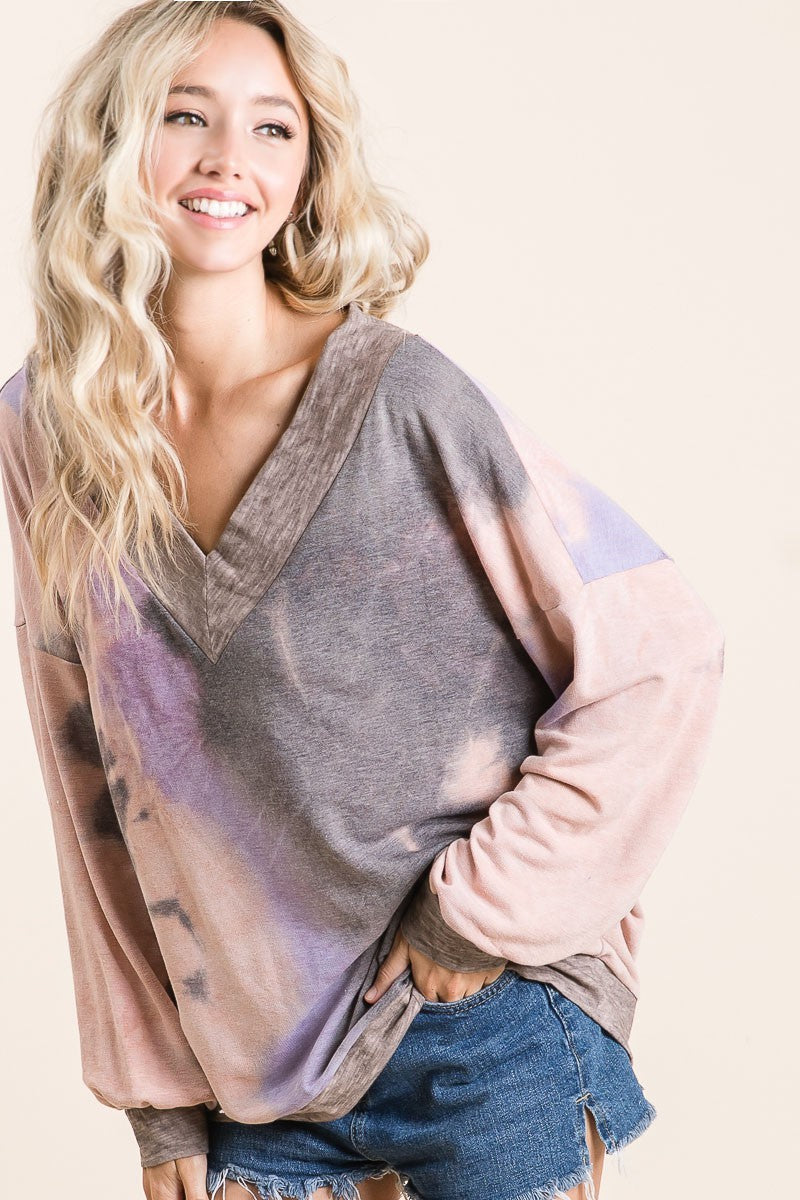 Spring Tie Dye V-neck