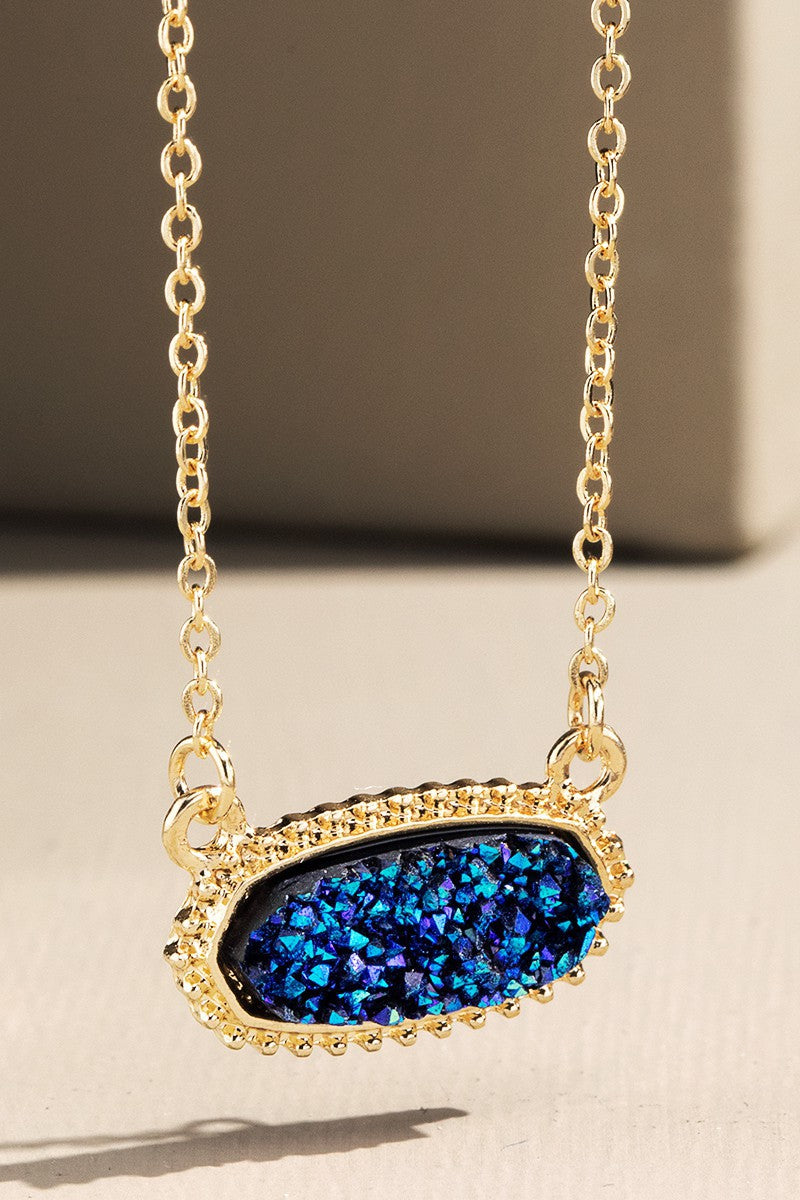 Drusy Stone Pendant Necklace