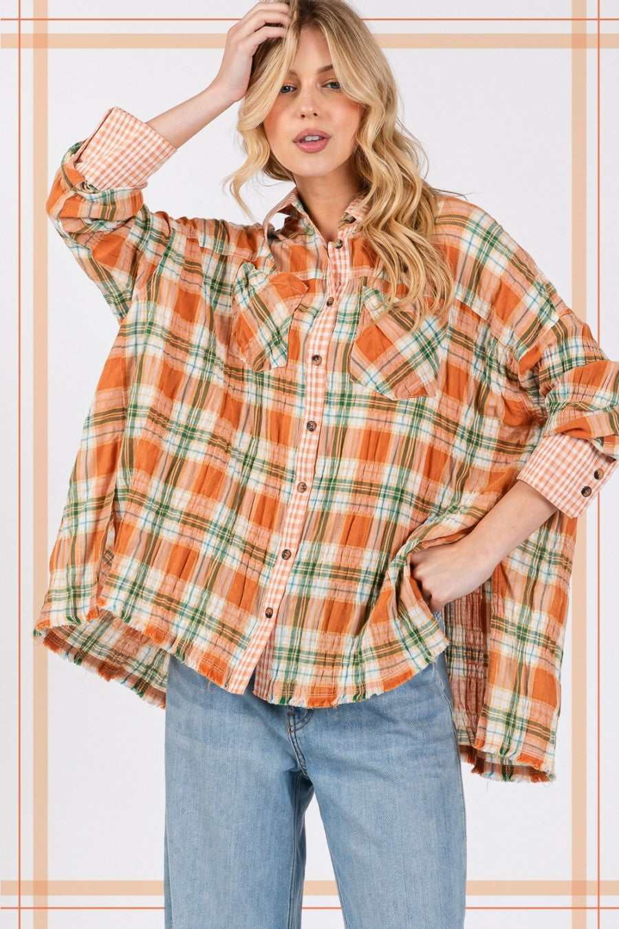 Mixed Plaid Swing Top