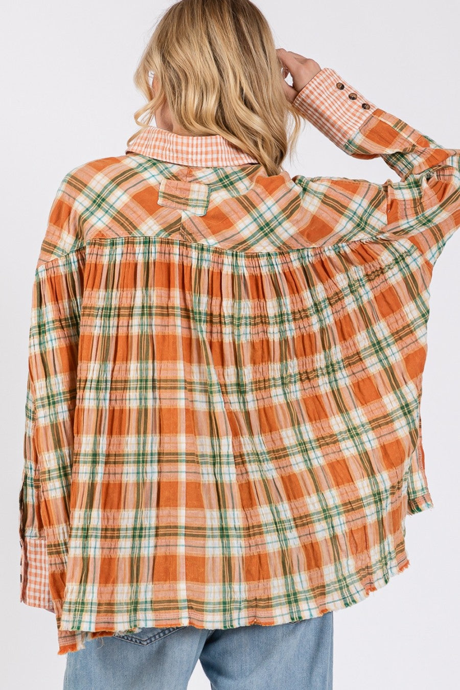 Mixed Plaid Swing Top