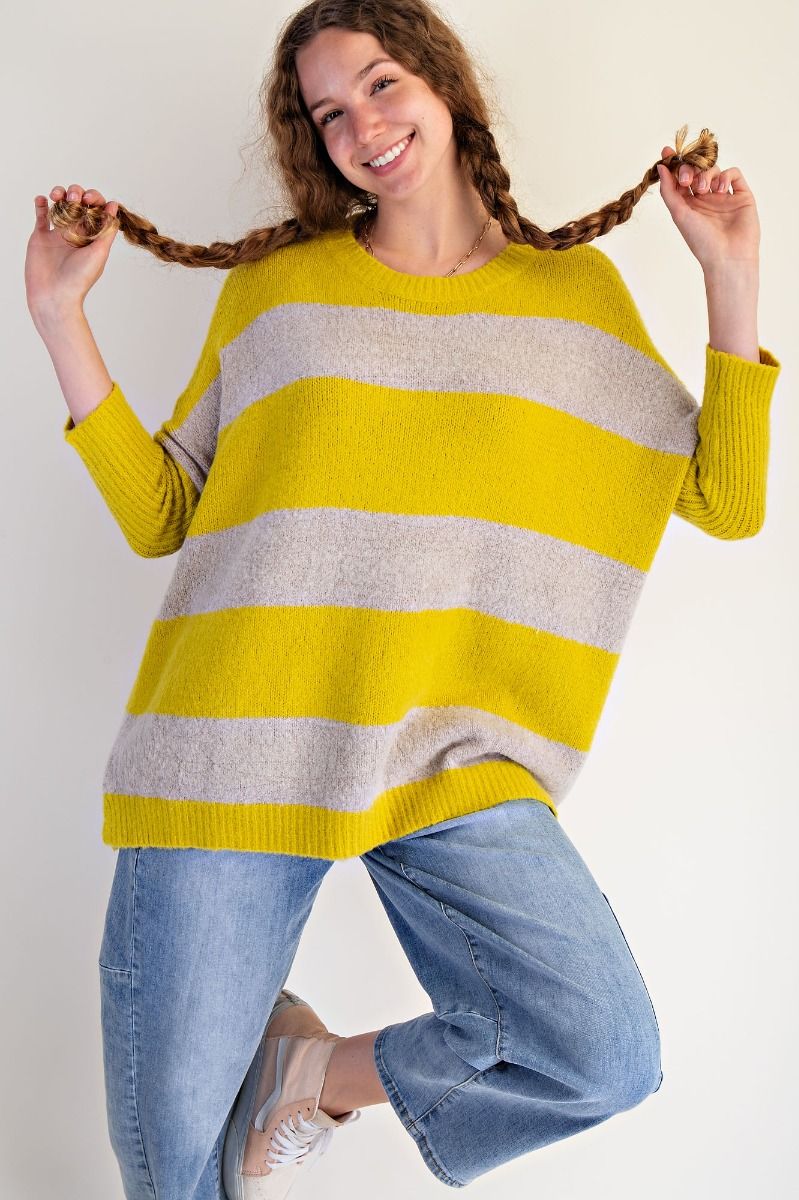 Side Slit Stripe Sweater