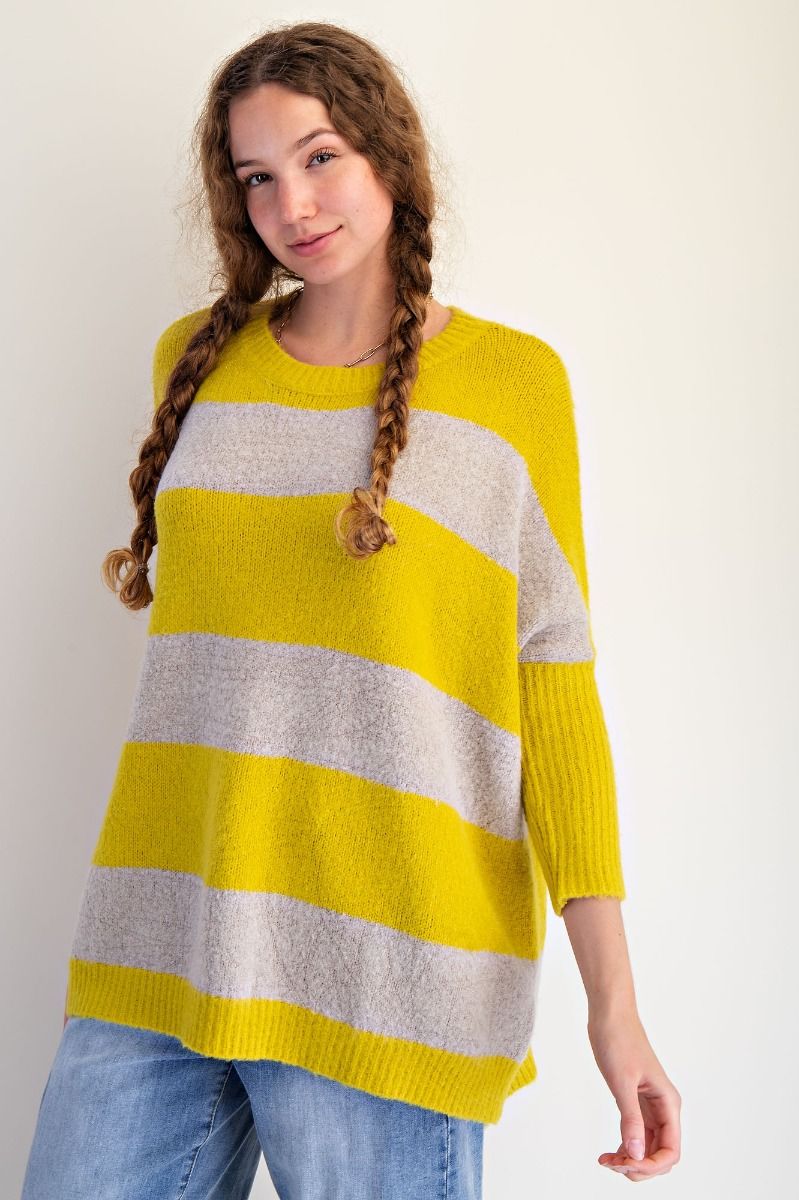 Side Slit Stripe Sweater