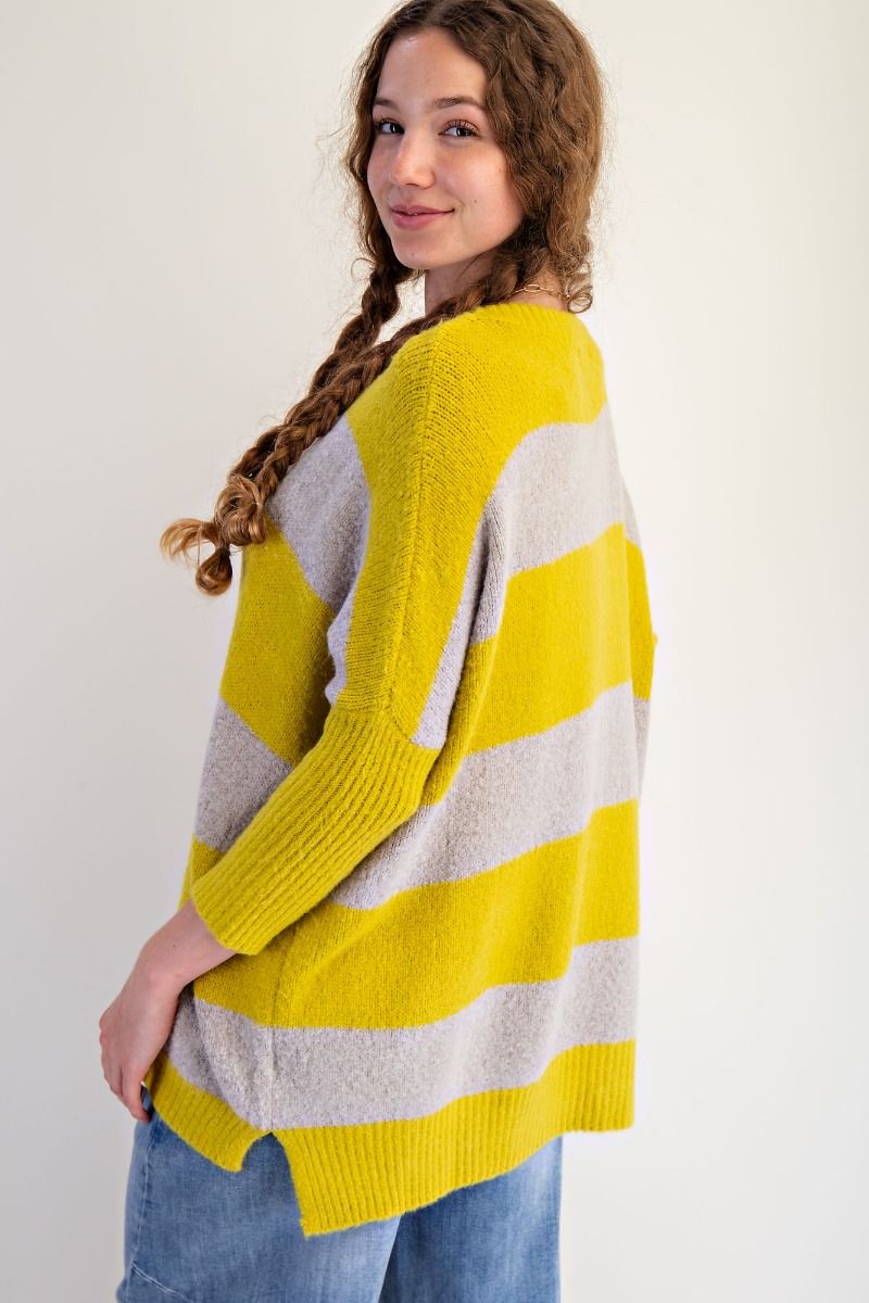 Side Slit Stripe Sweater