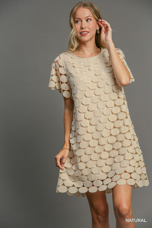 Natural Polka Dot Lace Dress