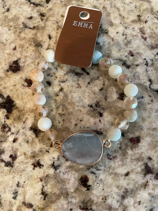 Natural stone bracelet with large center stone