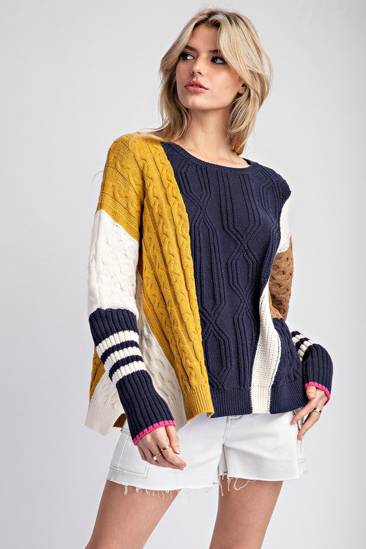 Colorblock Navy Sweater