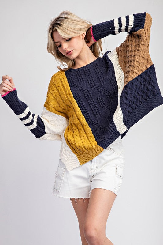 Colorblock Navy Sweater