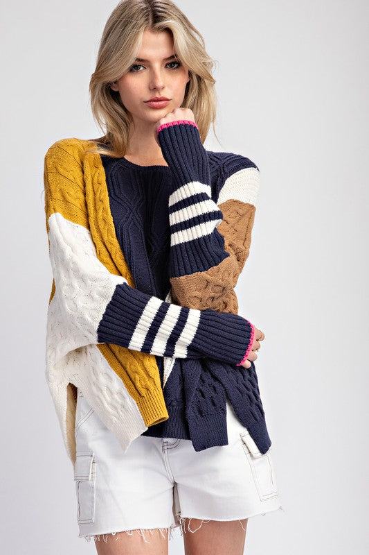 Colorblock Navy Sweater