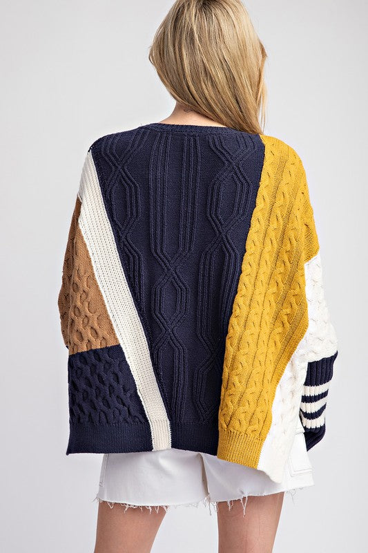 Colorblock Navy Sweater