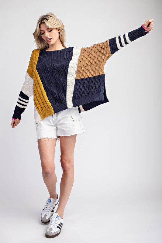 Colorblock Navy Sweater