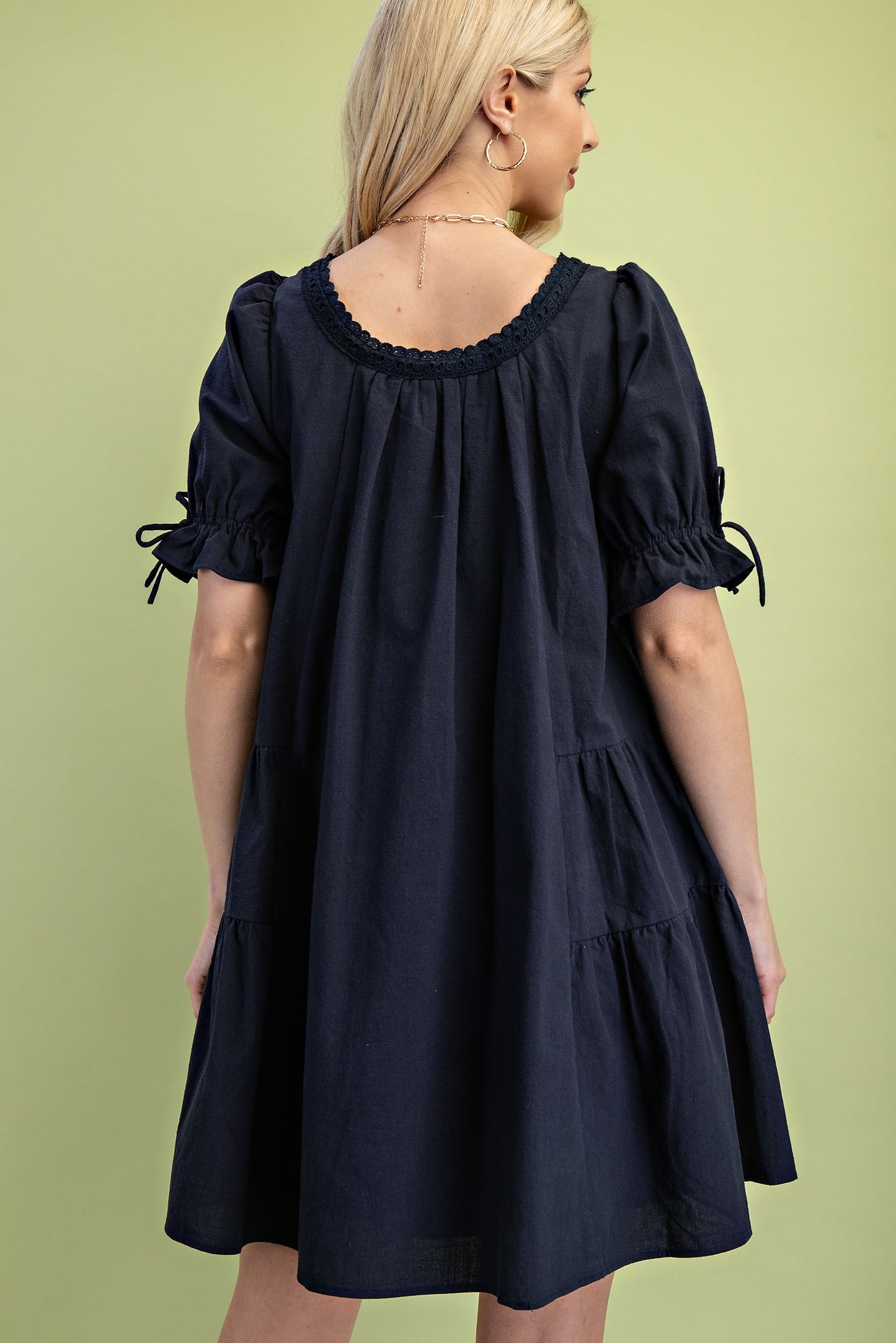 Navy tiered swing dress