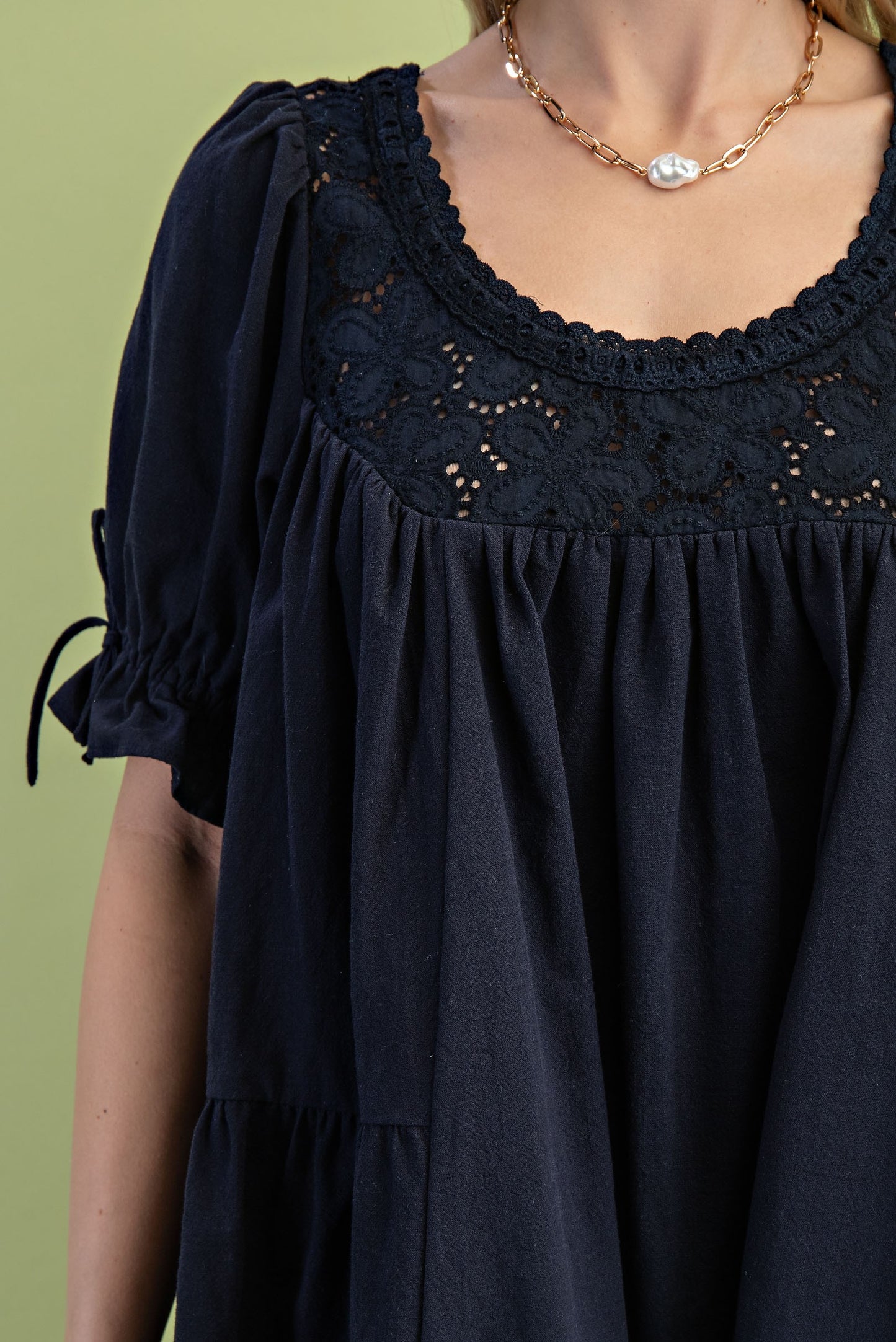 Navy tiered swing dress
