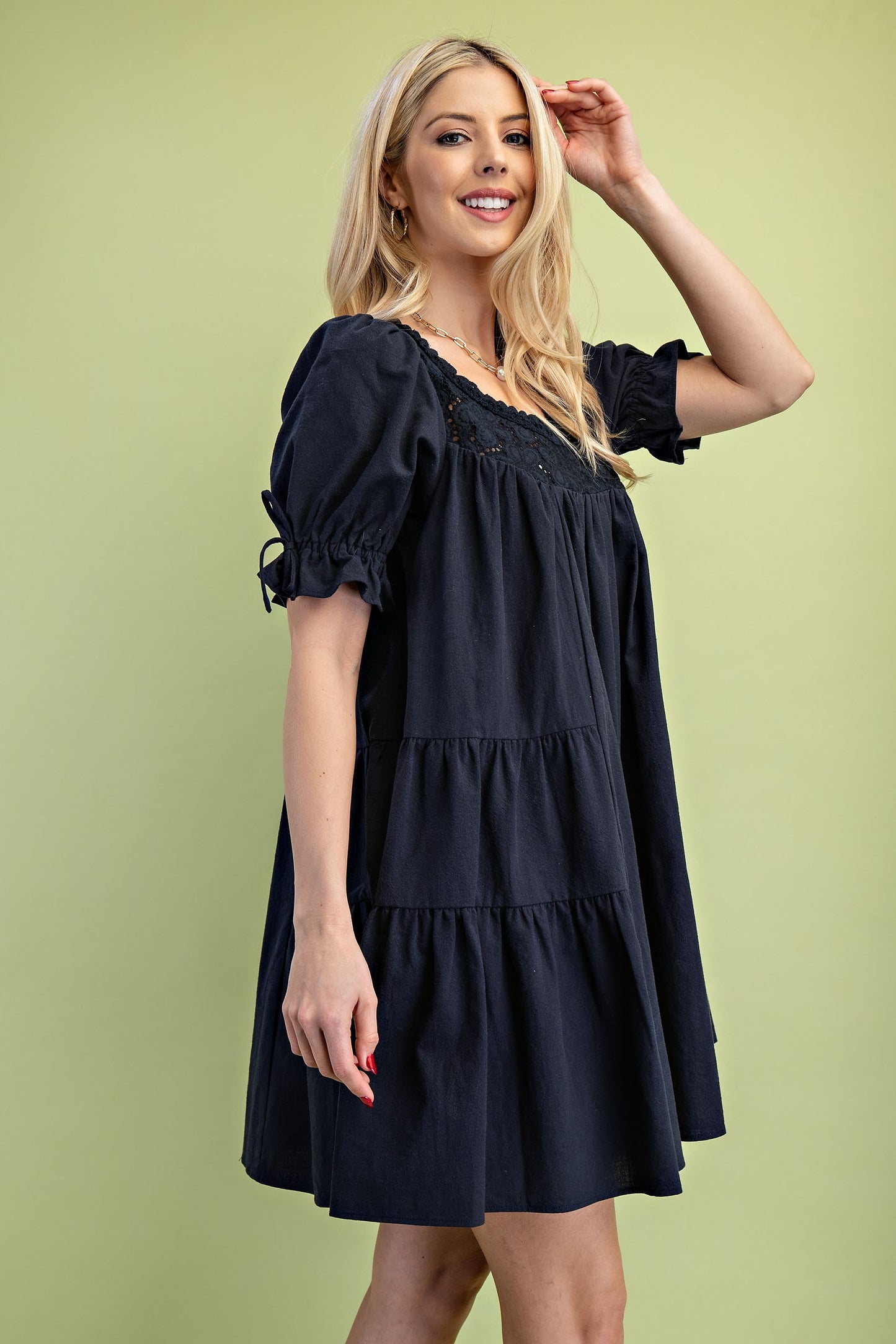 Navy tiered swing dress