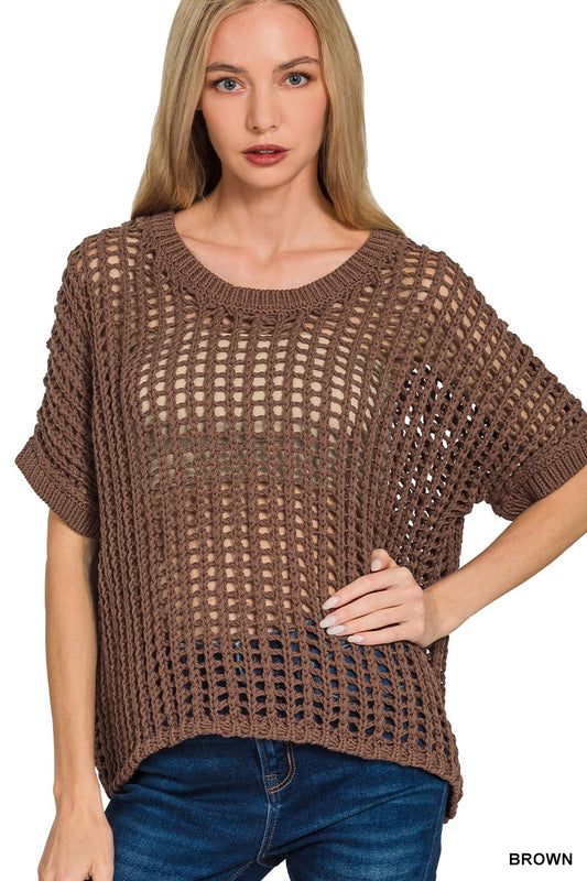Boxy Open Weave Sweater