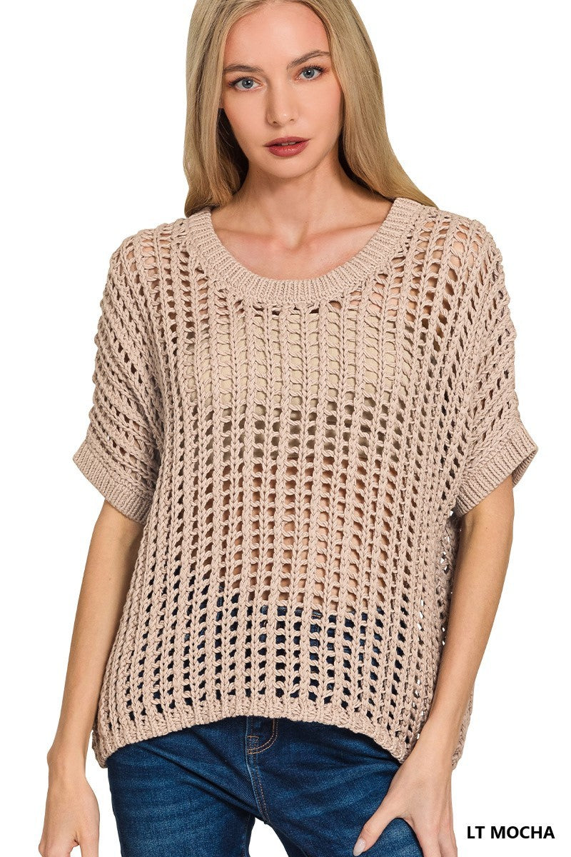 Boxy Open Weave Sweater