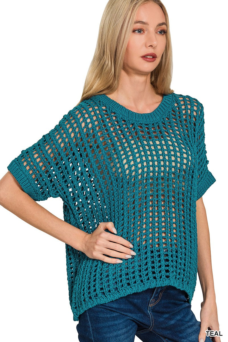 Boxy Open Weave Sweater