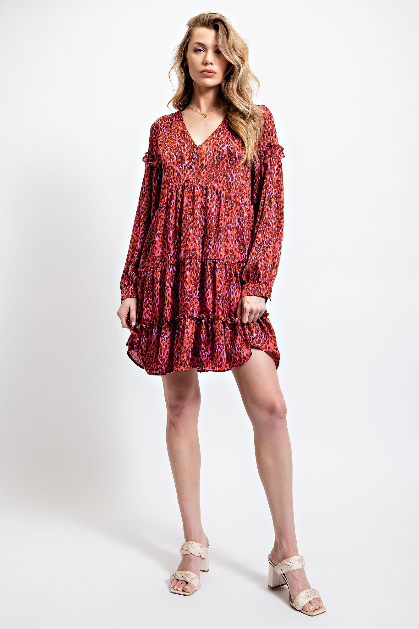 Bright Leopard Ruffled Dress