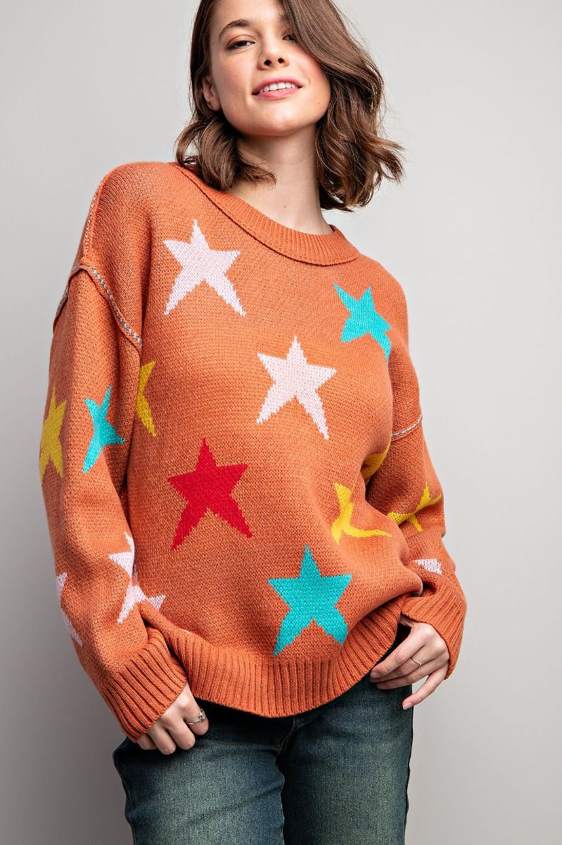 Orange Stars Sweater