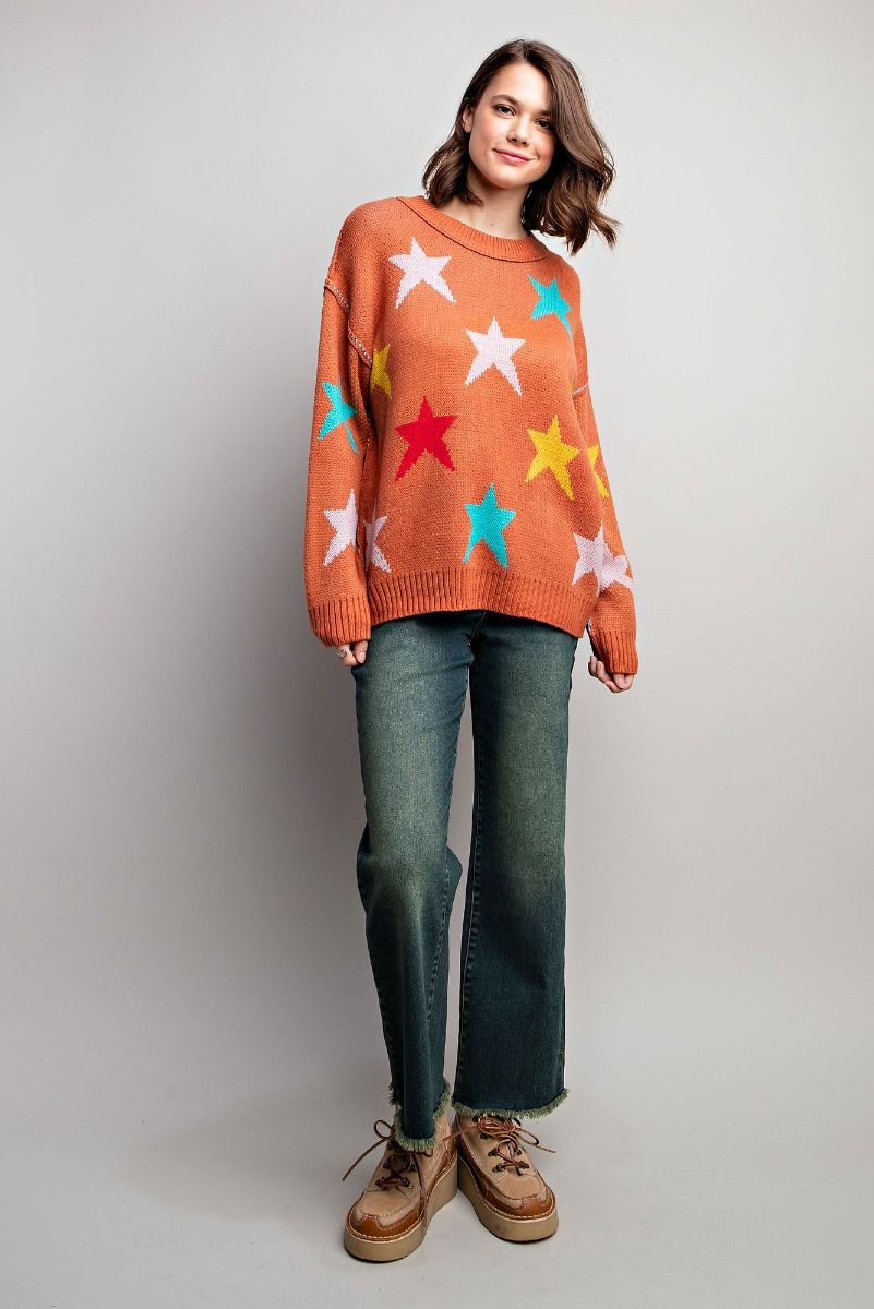 Orange Stars Sweater