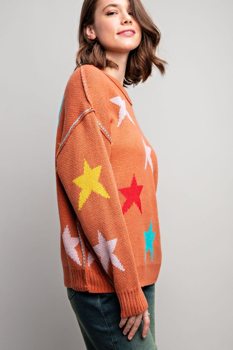 Orange Stars Sweater