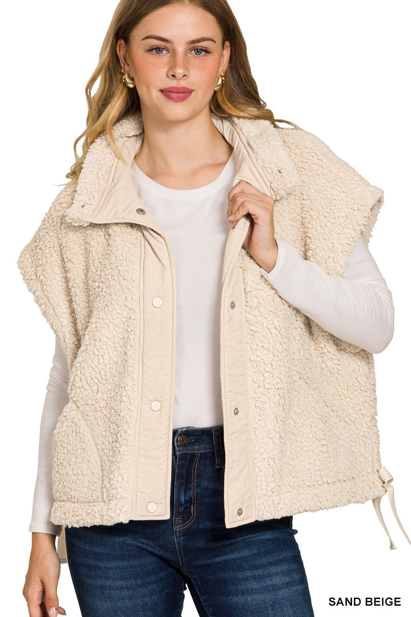 Oversized Teddy Bear Fleece Vest