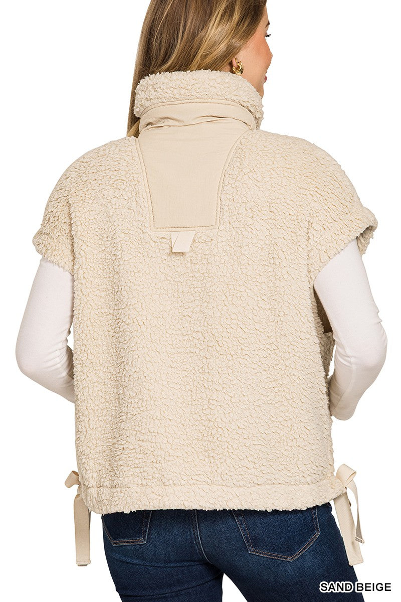 Oversized Teddy Bear Fleece Vest