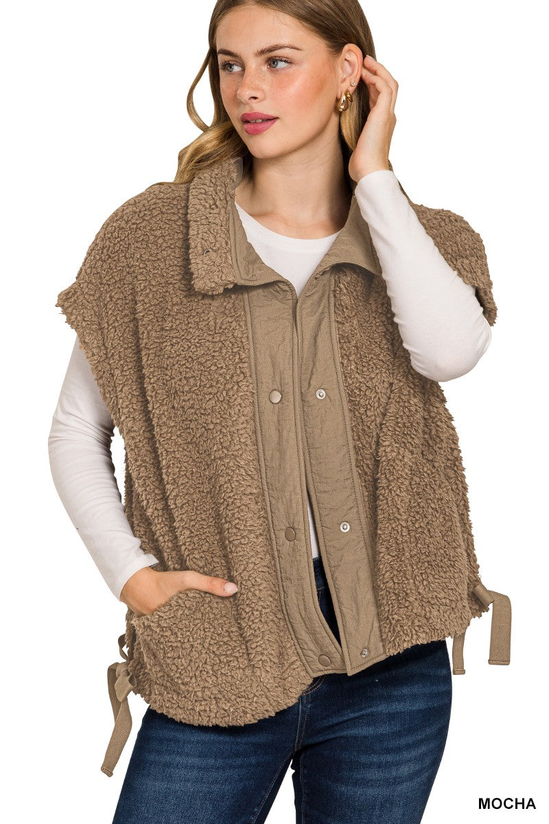 Oversized Teddy Bear Fleece Vest