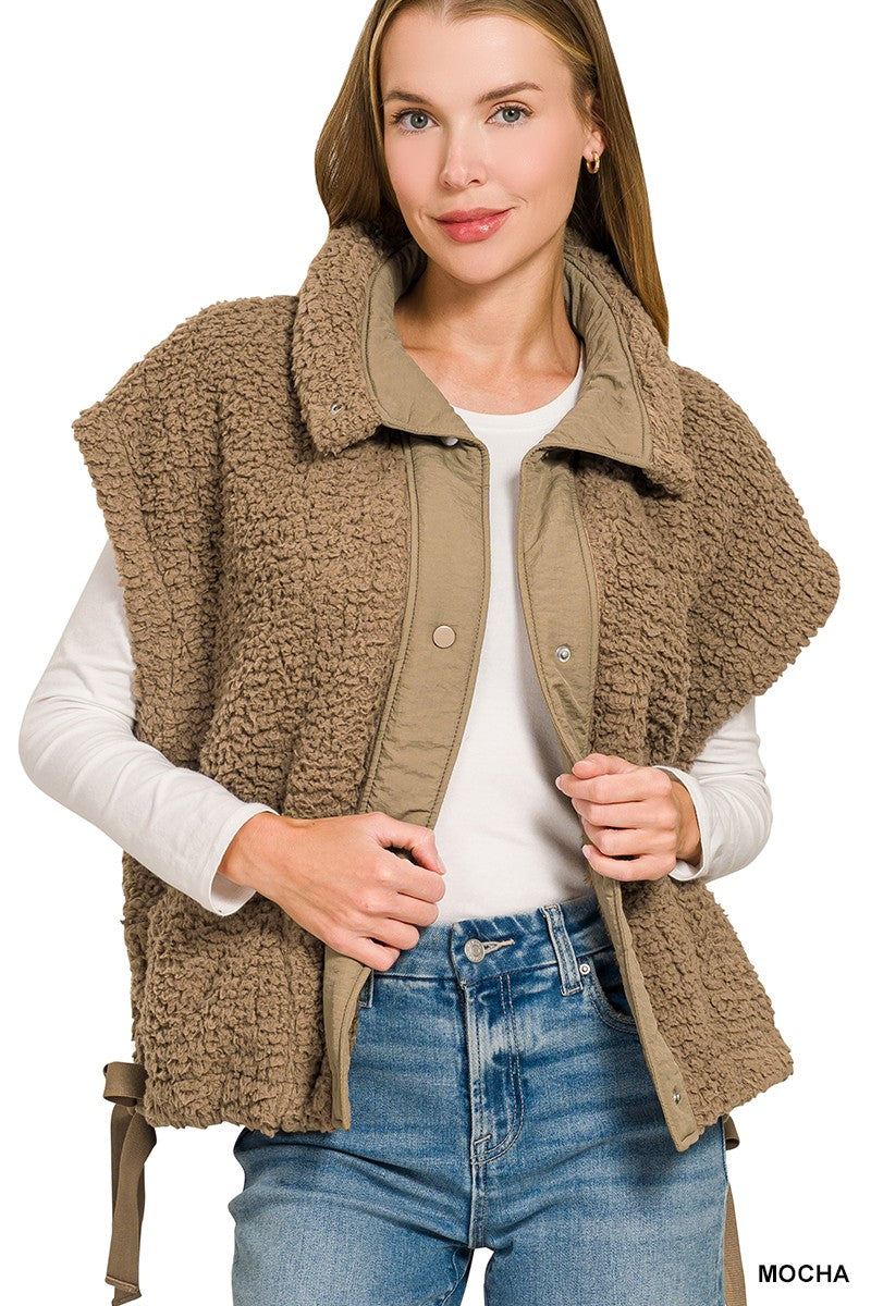 Oversized Teddy Bear Fleece Vest