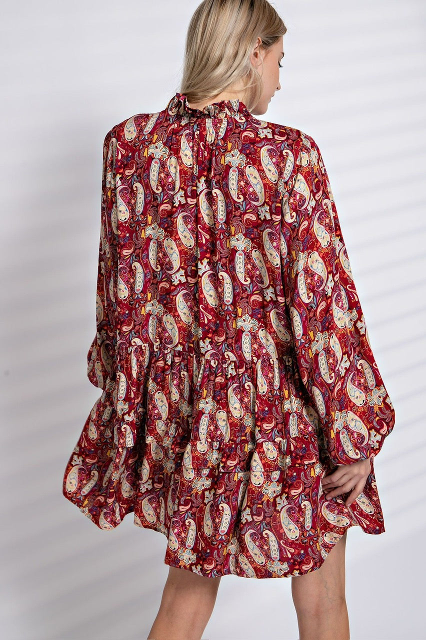 Red Paisley Boho Dress