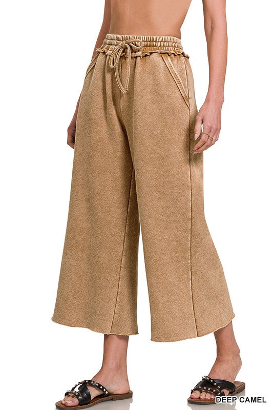 Mineral Wash Wide Leg Palazzo Pant