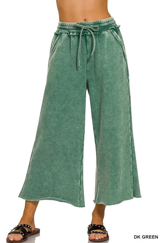 Mineral Wash Wide Leg Palazzo Pant