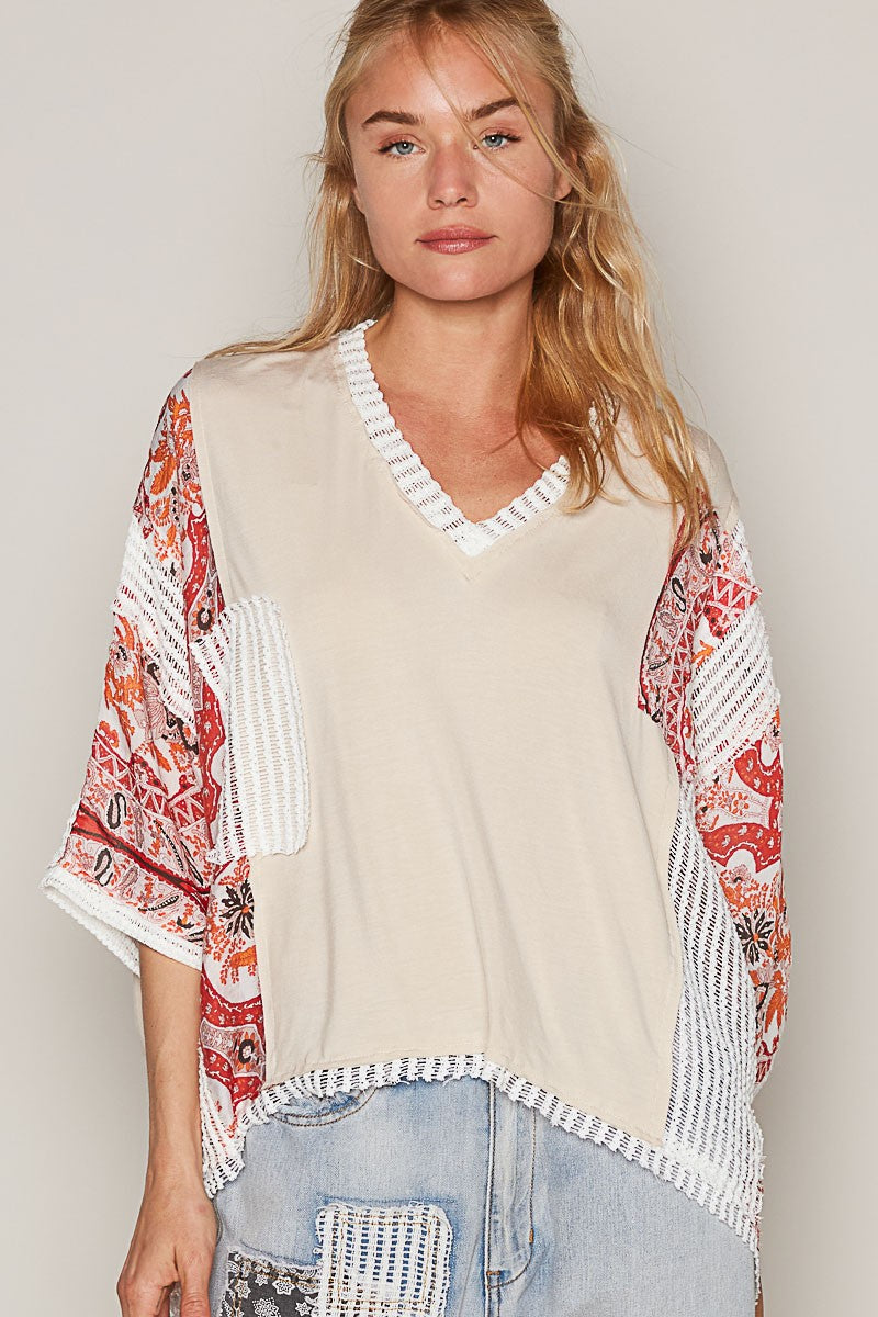 Oversized Patchwork Lace Top