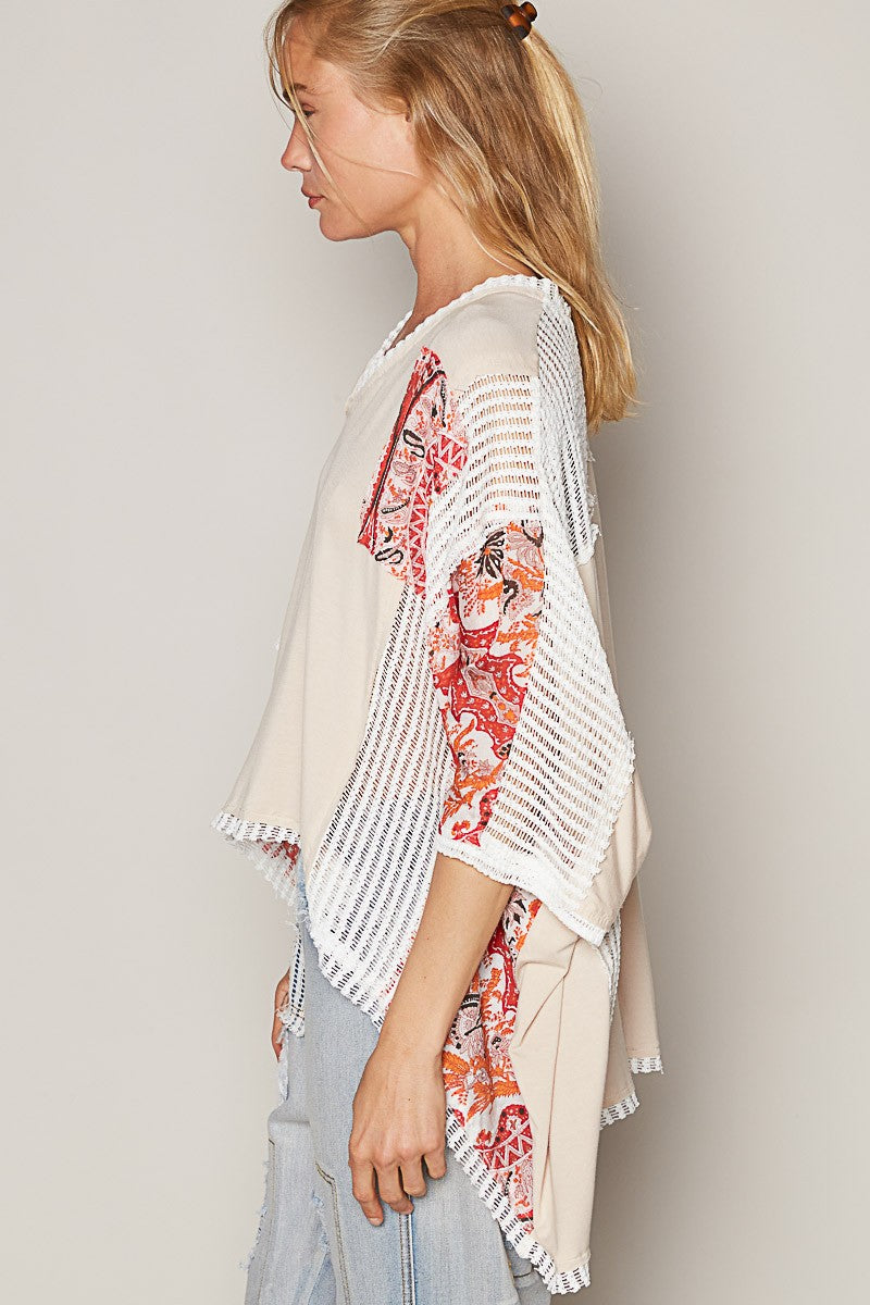 Oversized Patchwork Lace Top