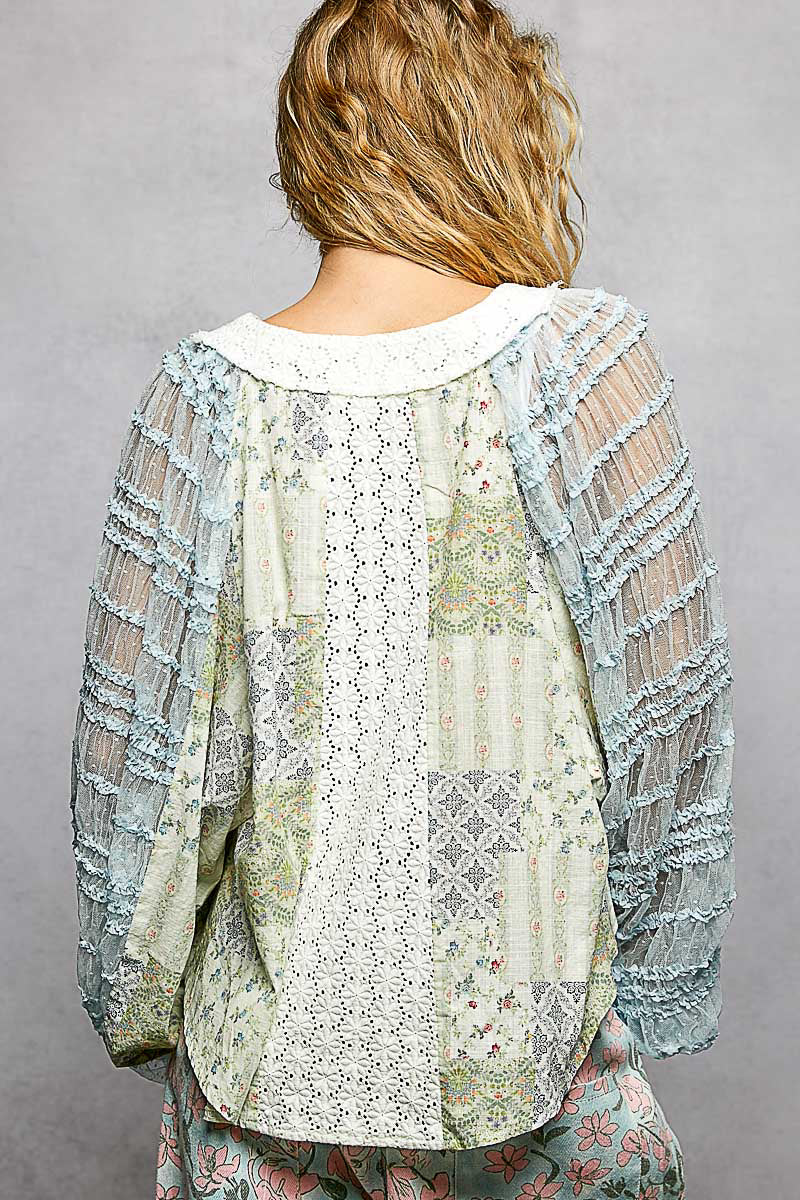 Riveted Patchwork Lace Top