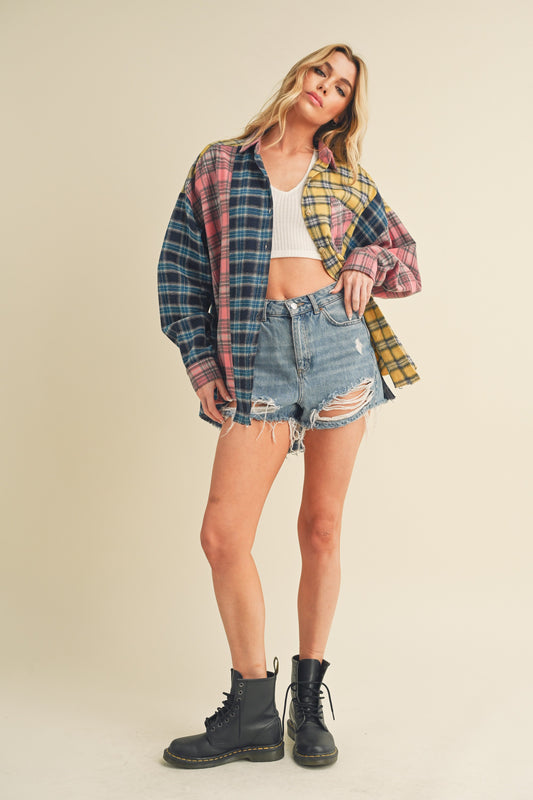 Pink Patchwork Plaid Flannel