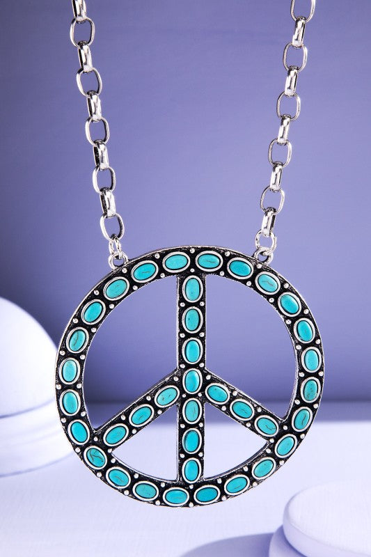 Turquoise Peace Sign Necklace