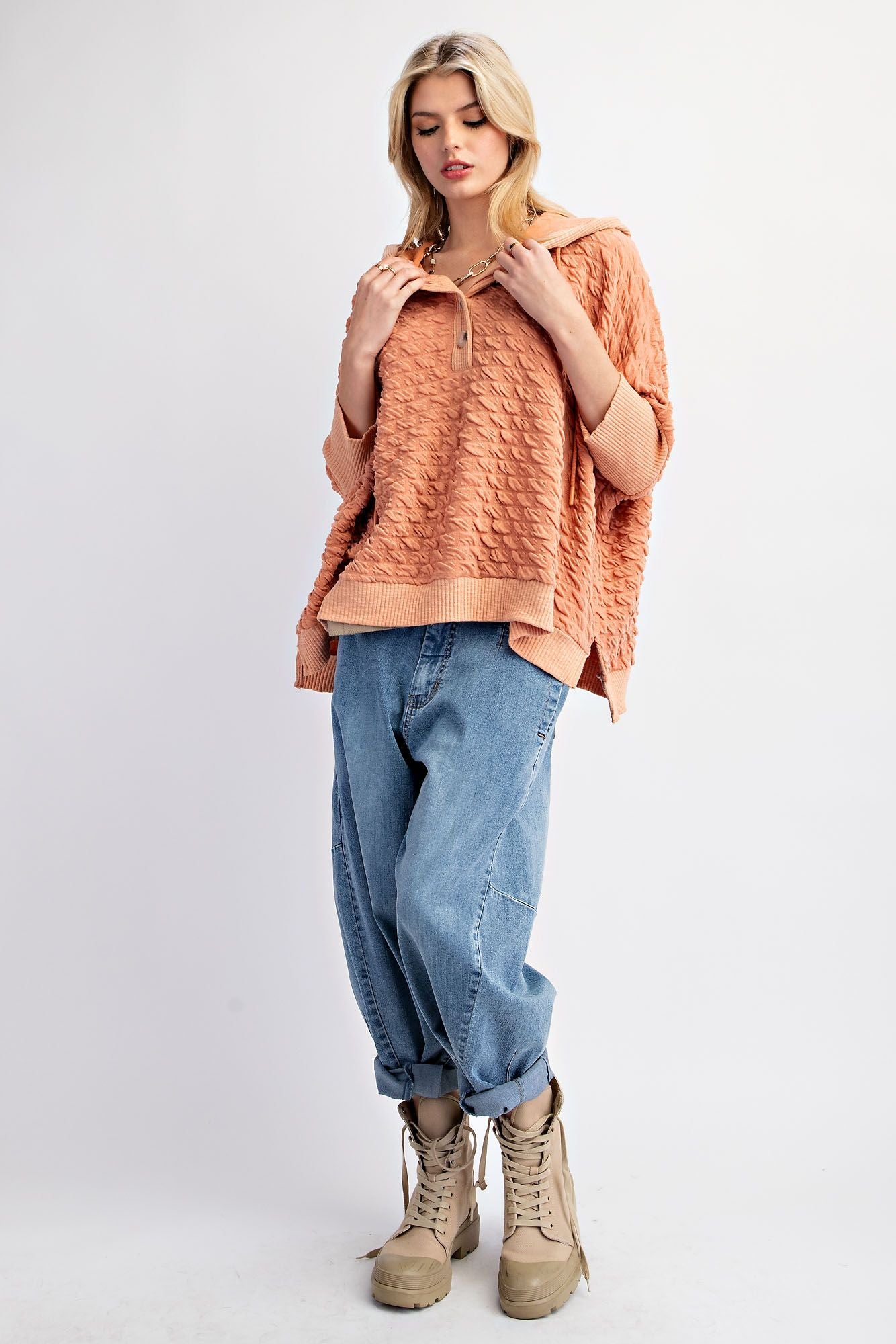 Textured Boxy Hoodie